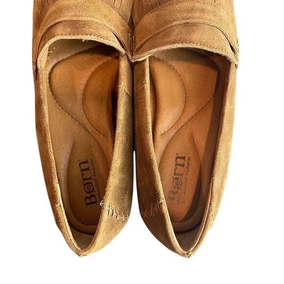 Born Brown Suede McGee Slip-on Fringe Kiltie Loafers Size 11 - Picture 6 of 7